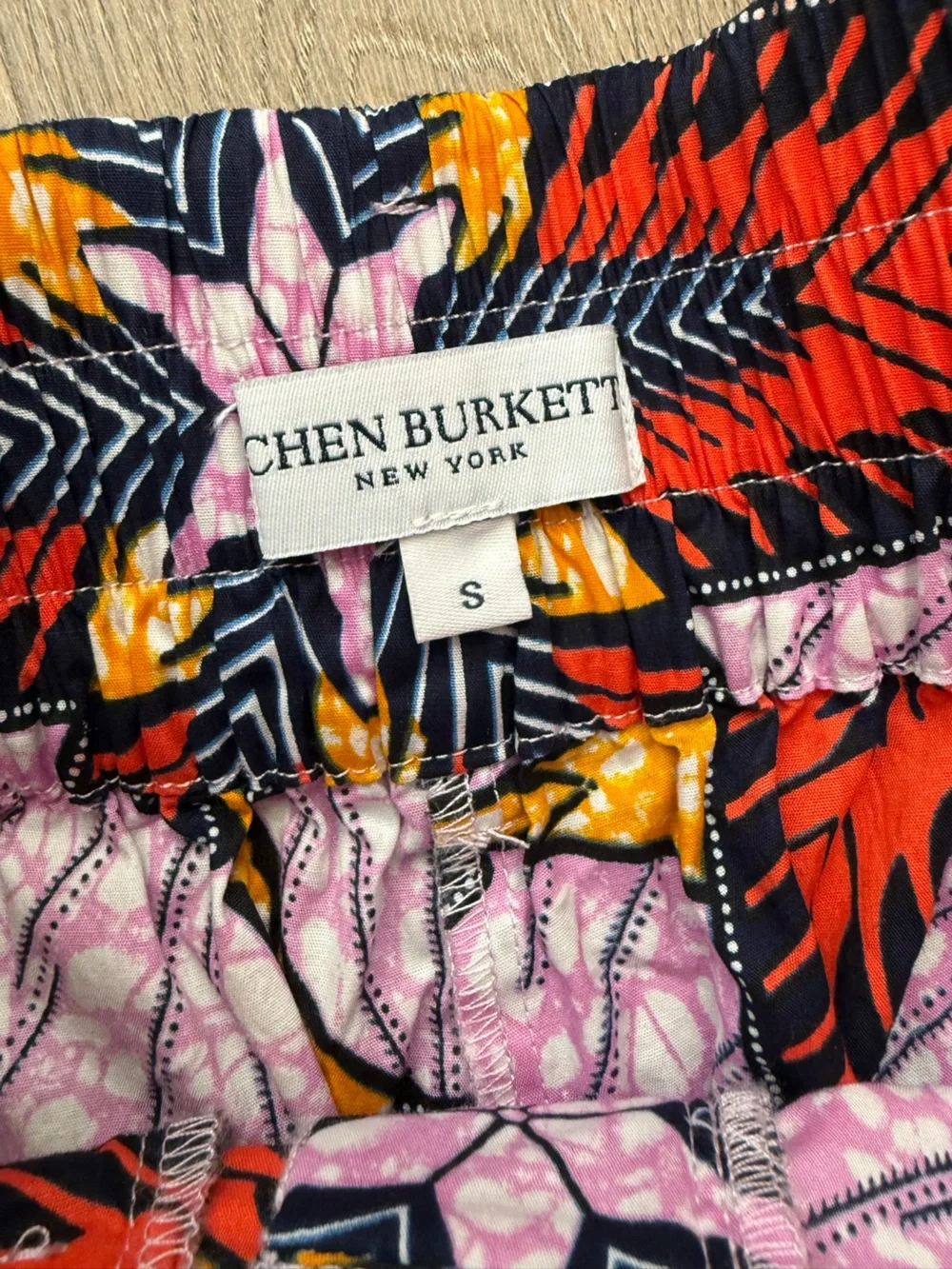 Chet Burkett Floral Print Red and Pink Ruffle Jacket and Wide-Leg Suit Set Small